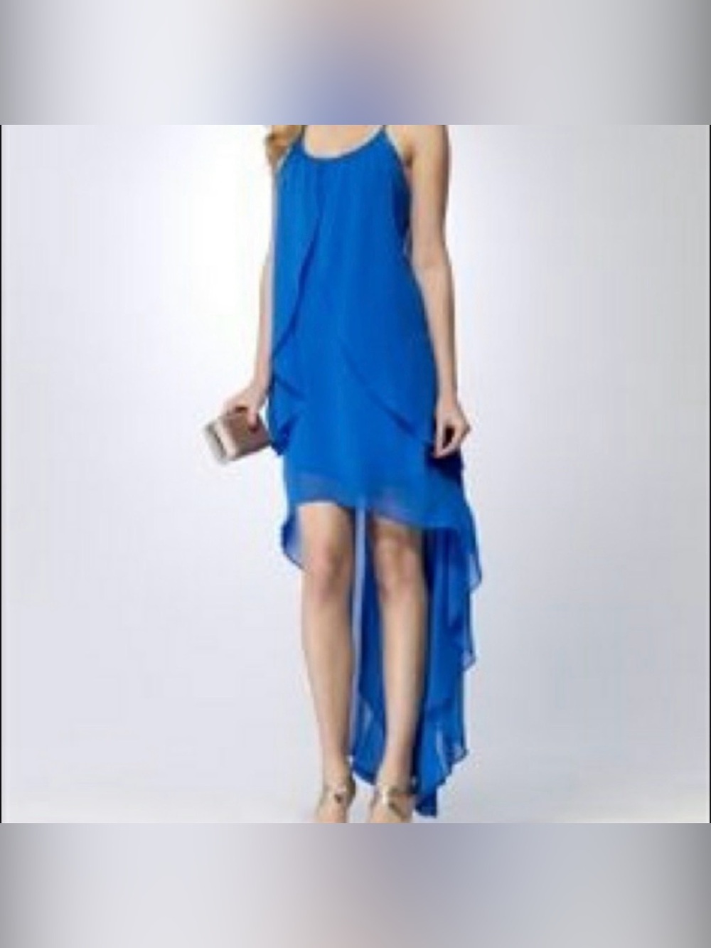 Cache High Low Flowy Blue Sleeveless Dress Sz 6 NEW